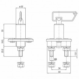 INTERRUTTORE STACCABATTERIA AD AZIONAMENTO MANUALE CON CHIAVE ESTRAIBILE 100 A