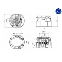 Presa 13 poli 12V in plastica/serrafilo