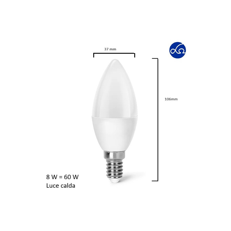 Lampada led oliva E14 8W Luce calda