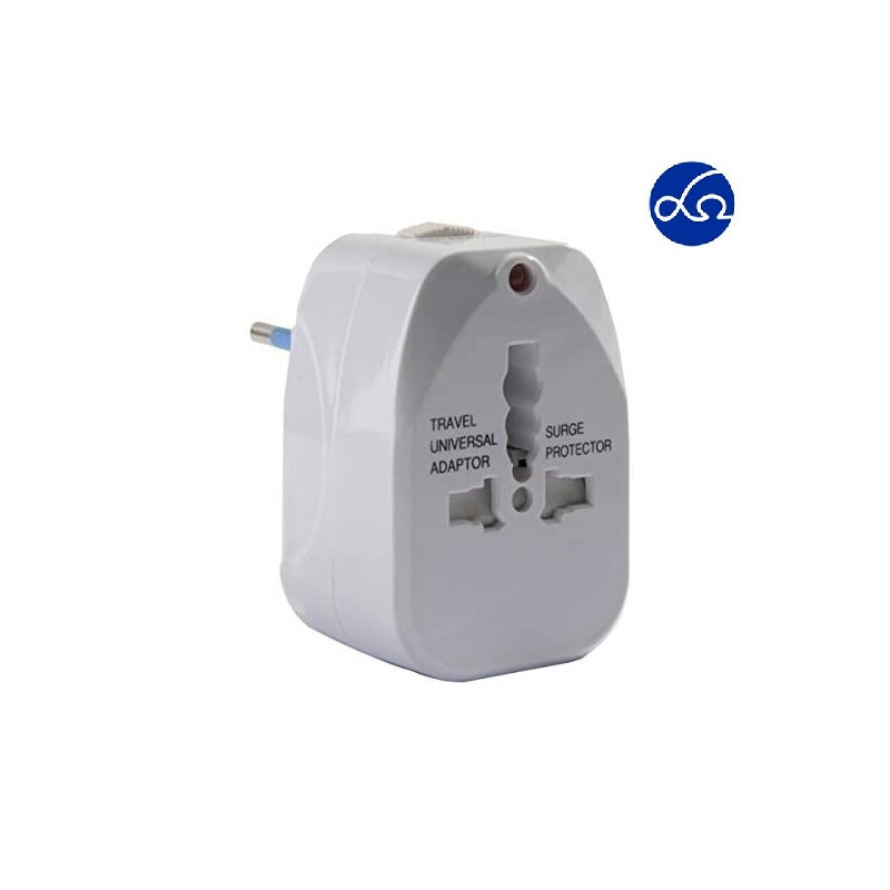 Adattatore universale da viaggio prese EU, UK, USA, AUS presa 10A 2P+T multiplo