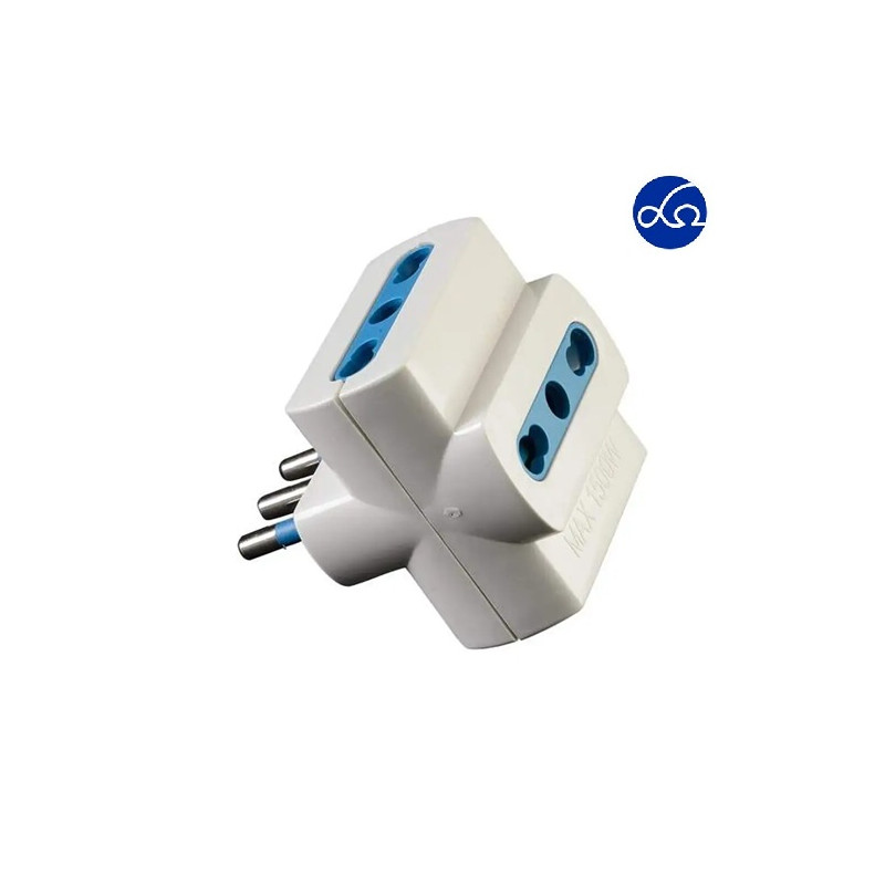 ADATTATORE TRIPLO 10A+T CON 3 PRESE BIANCO