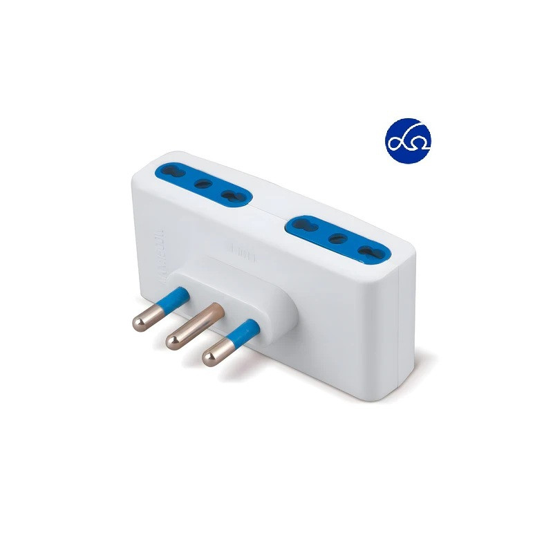 ADATTATORE BIANCO 4 POSTI BIPASSO E SPINA 16A